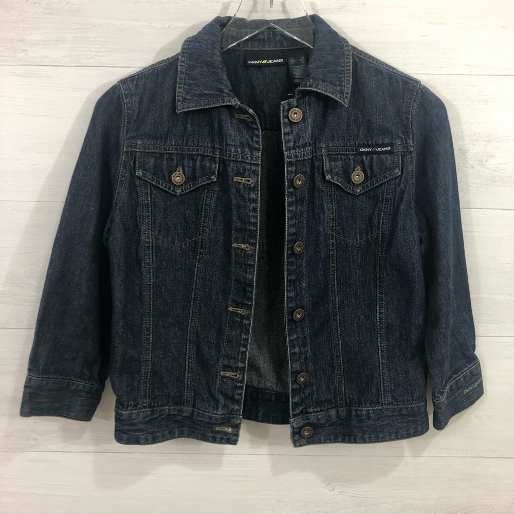 90s style DKNY‎ Jean Jacket Size XS Dark Blue - Picture 4 of 5